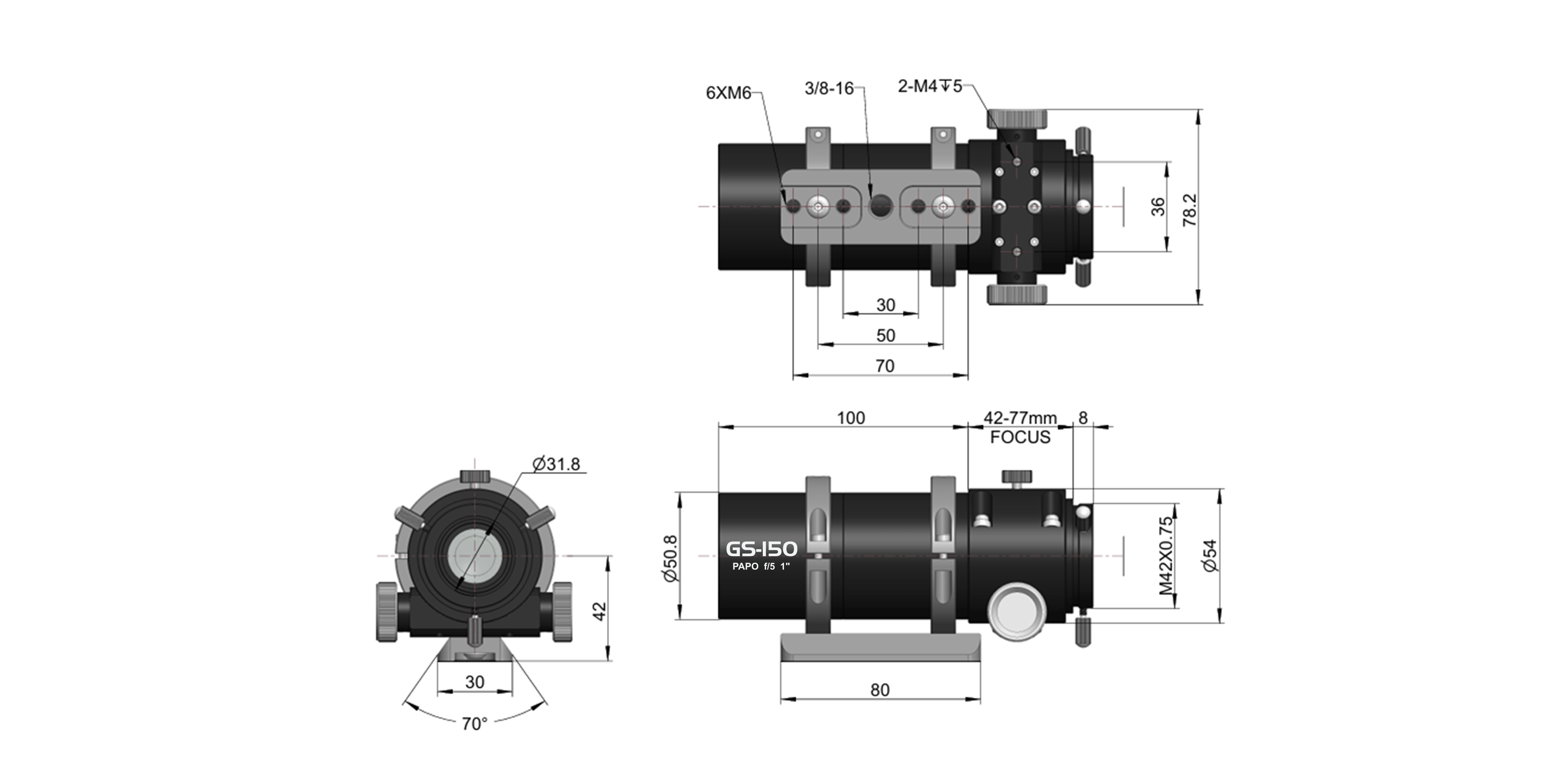 GS-150ARガイドスコープ外形寸法図