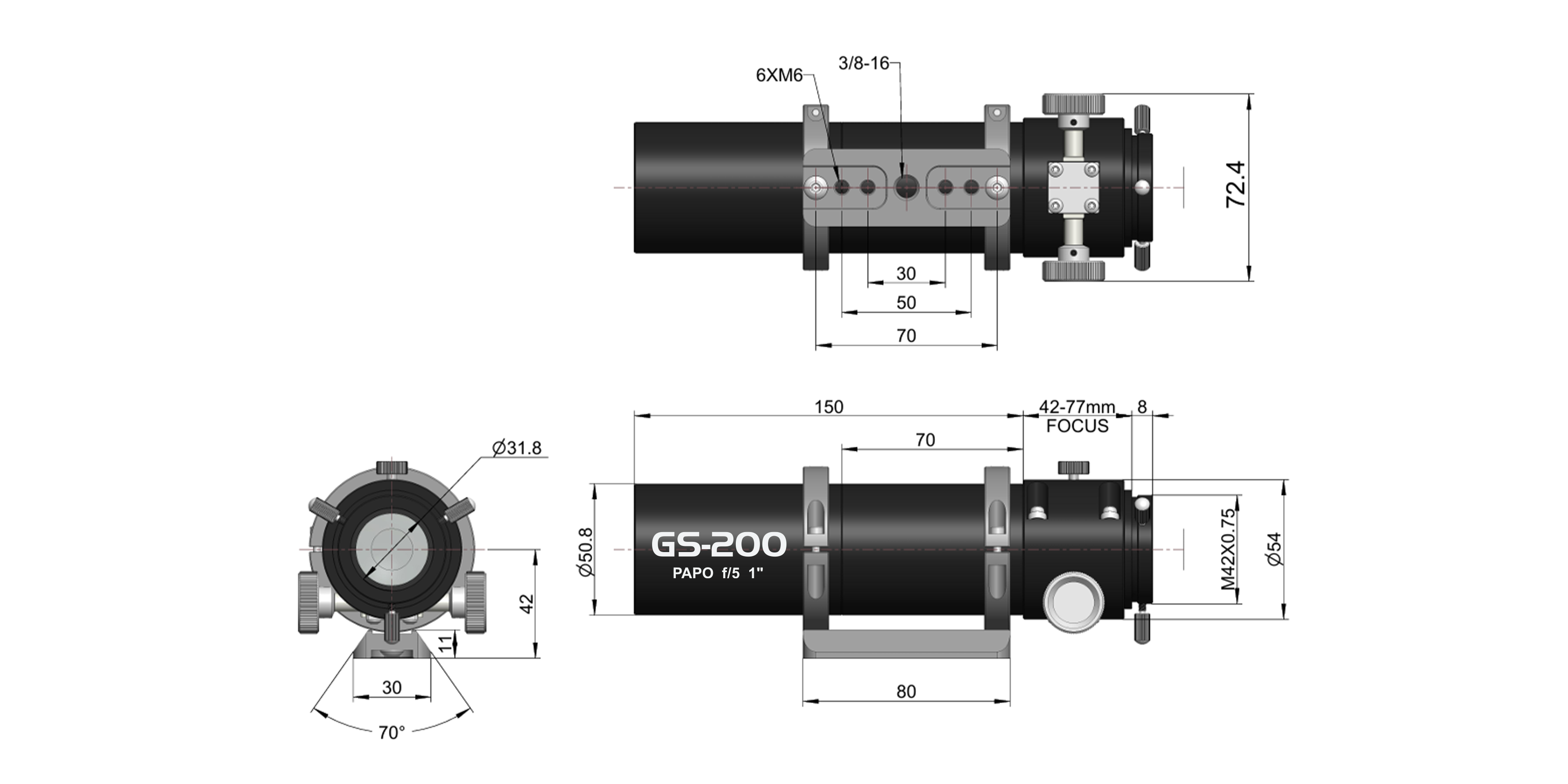 GS-200ACガイドスコープ外形寸法図